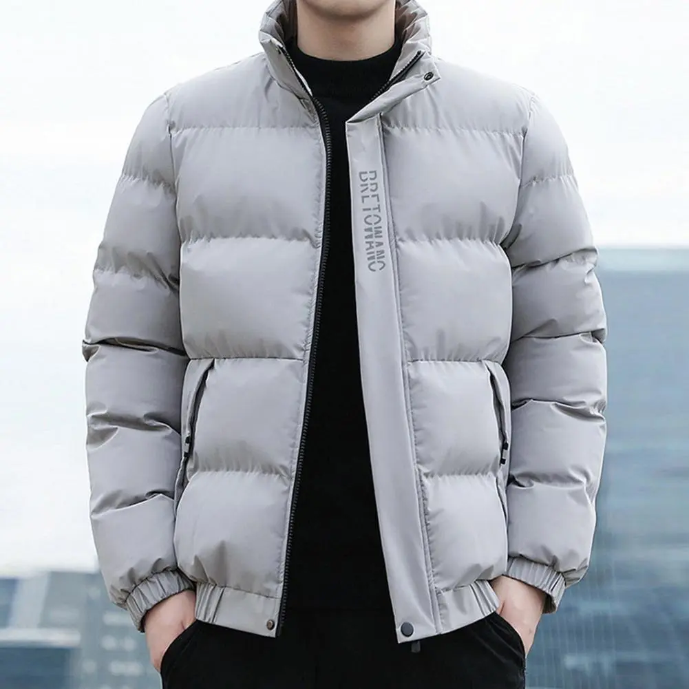 Stylish Cotton Coat Cotton Coat for Men Stylish Winter Men's Cotton Jacket Windproof Design Pocketed Lapel Collar Short Casual