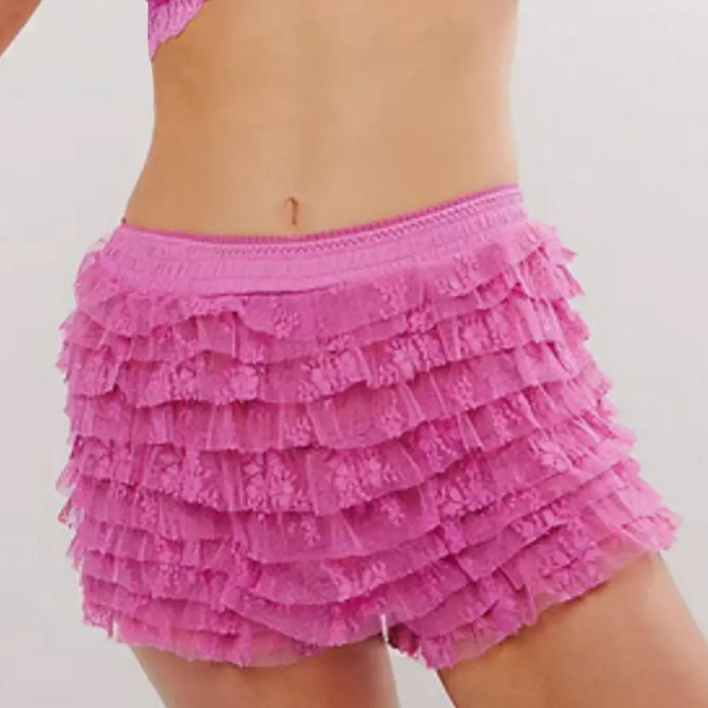 Women Lace Shorts Multi-layered Ruffle Lace Trim Hot Girls Shorts Lolita Style Low Waist Ultra-short Shorts Lace Decorated 2024