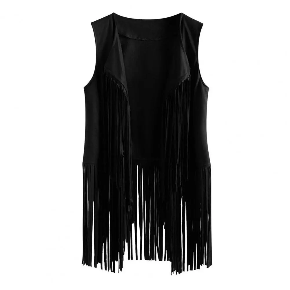 2025 Women Fringed Waistcoat Vintage Tassel Vest 70s Faux Suede Rivets Sleeveless Fringe Jacket Waistcoat Street Fringed Vest