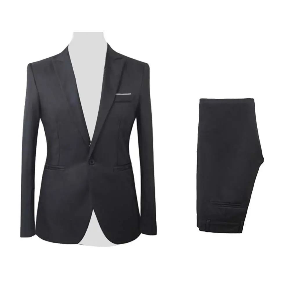 Men Suit Formal Party Long Sleeve Suit Pants Men s Solid Color Slim Fit Casual Business Suit Set Business Two piece Set