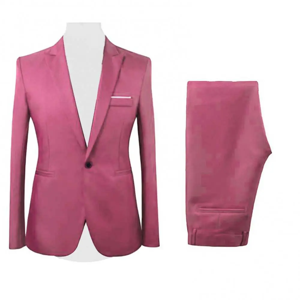 Men Suit Formal Party Long Sleeve Suit Pants Men s Solid Color Slim Fit Casual Business Suit Set Business Two piece Set