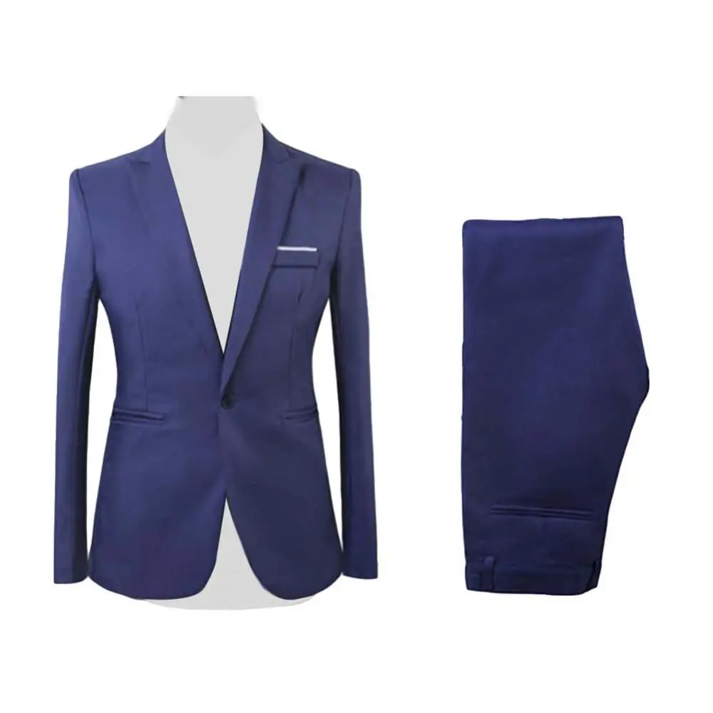 Men Suit Formal Party Long Sleeve Suit Pants Men s Solid Color Slim Fit Casual Business Suit Set Business Two piece Set