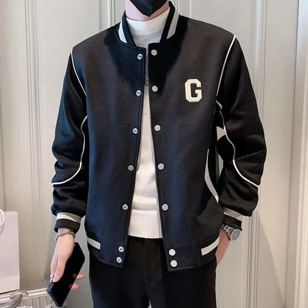 Letters Print Men Bomber Jacket Thin Slim Long Sleeve Baseball Jackets Casual Letter Print Coat Windbreaker Jacket Male Outwear