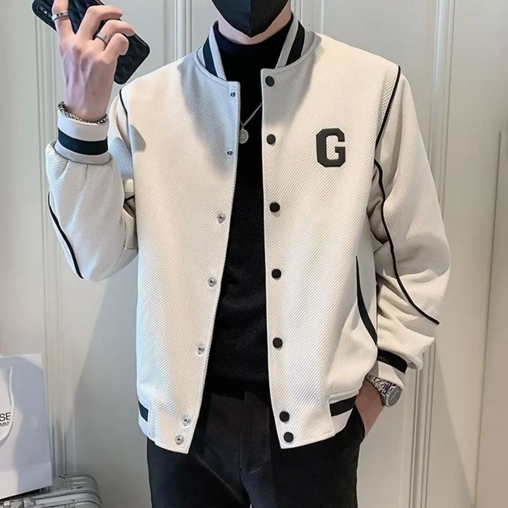 Letters Print Men Bomber Jacket Thin Slim Long Sleeve Baseball Jackets Casual Letter Print Coat Windbreaker Jacket Male Outwear