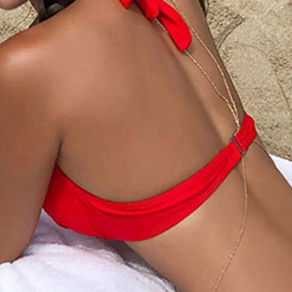 Fashion Irregular Split Bikins Set 2025 Fasten Belt Swimsuit Off Shoulder Fasten Belt Two Pieces Sexy V Neck Bikini Swimwear