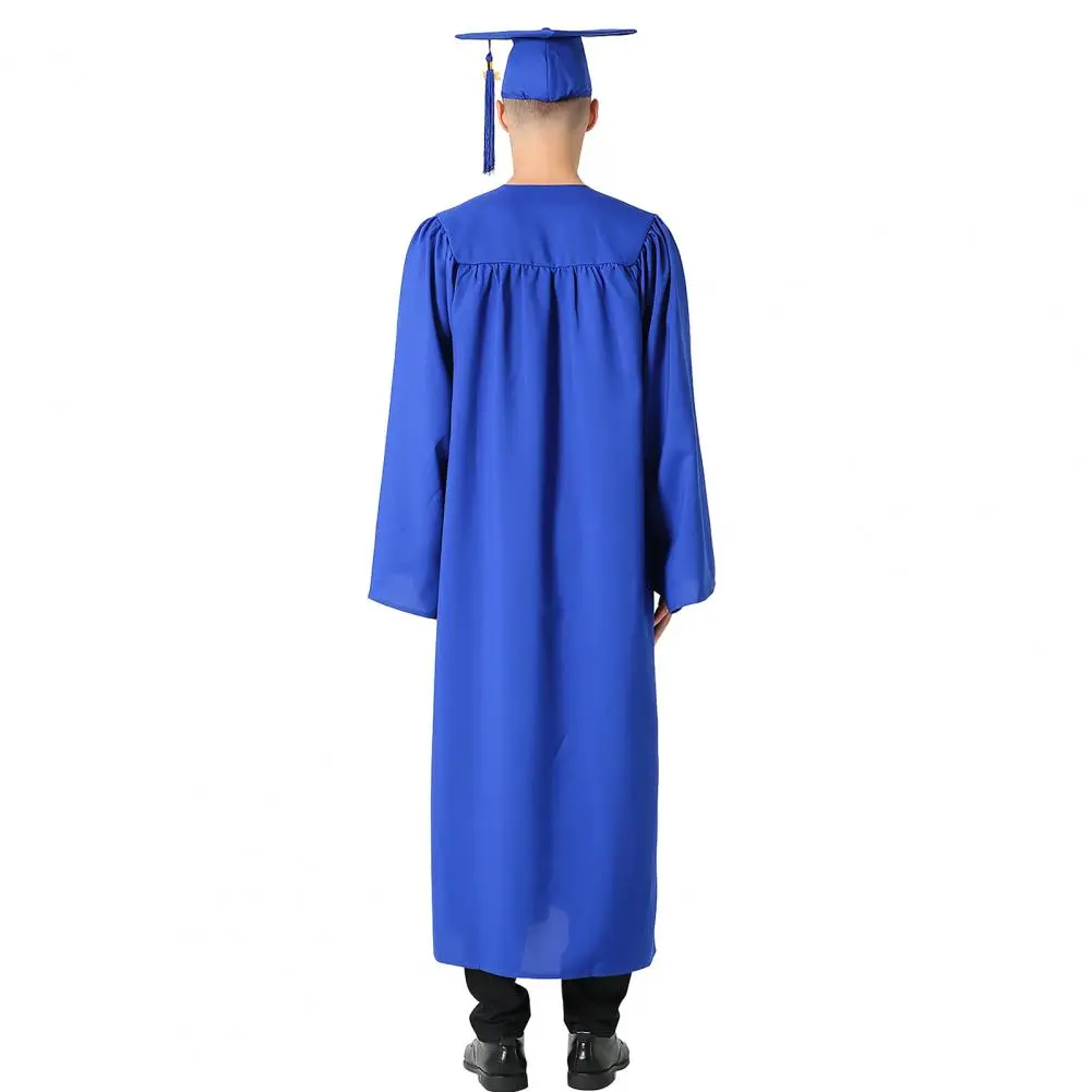 2025 Graduation Gown And Cap Set V Neck Knee Length Student Graduation Robe Doctor Master Graduation Bachelor Cap Gown Set