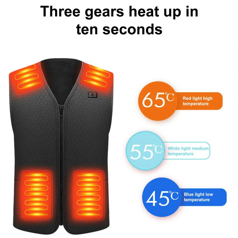 Winter Electric Heating Vest Safe 3 Heating Levels Fast Heating USB Charge Outdoor Winter Heated Waistcoat Carbon Nanofiber Vest
