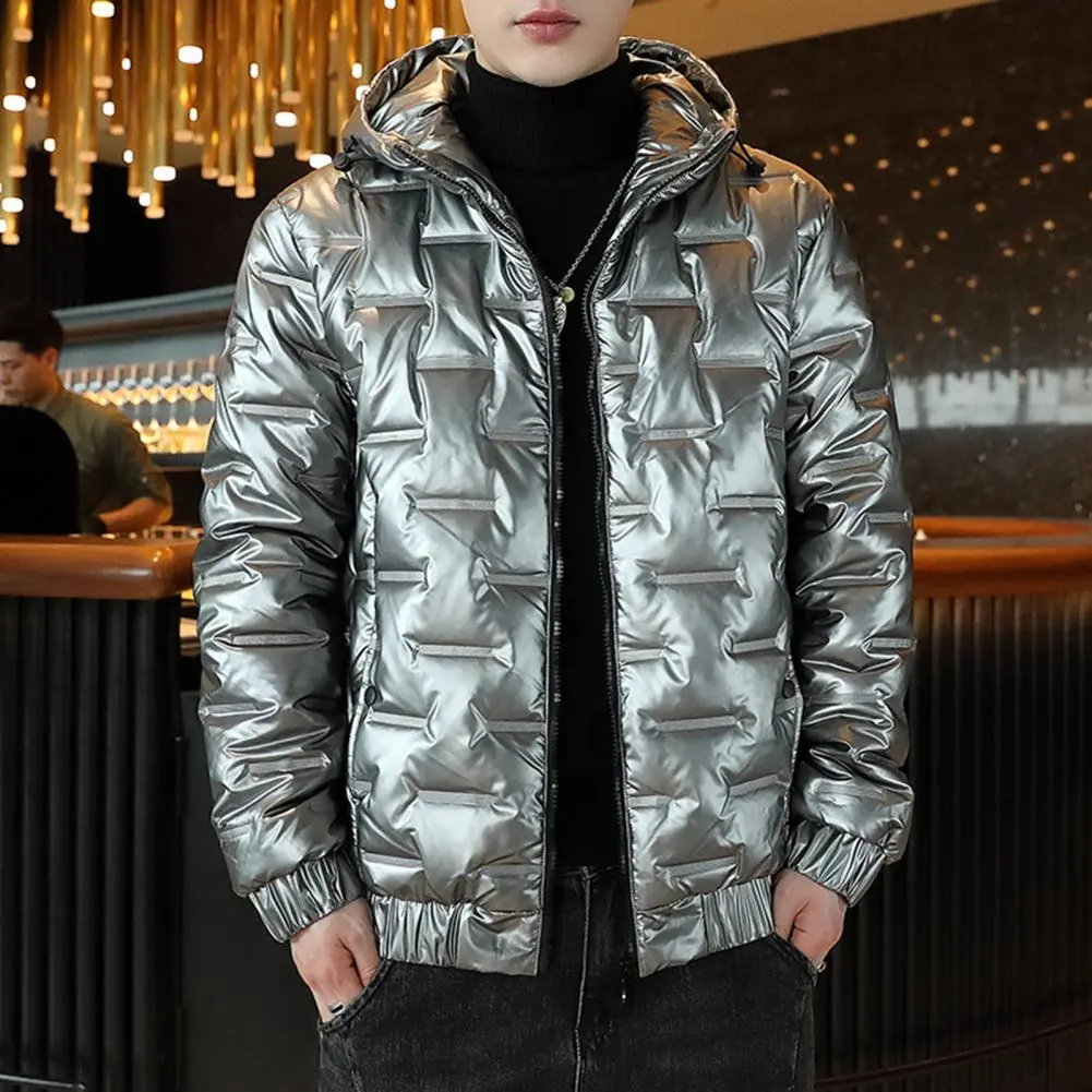Cotton Coat Hooded Smooth Surface Casual Men Winter Coat Cold-proof Padded Parkas Hooded Men Winter Jacket Short Overcoat