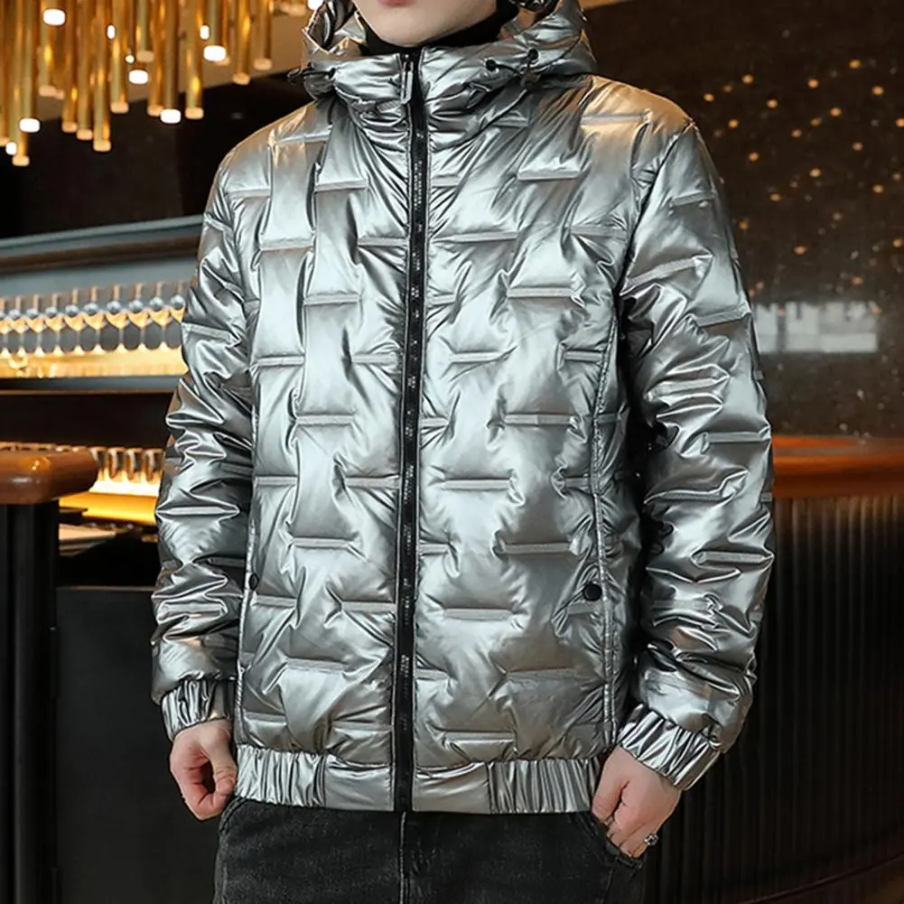 Cotton Coat Hooded Smooth Surface Casual Men Winter Coat Cold-proof Padded Parkas Hooded Men Winter Jacket Short Overcoat