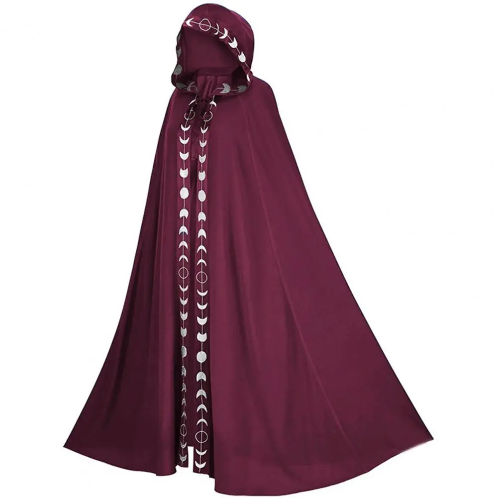 Moon Print Halloween Cloak Cape Extra Long Lace Up Halloween Cape Medieval Costume Full Length Dress Coats Adult Children Cloak