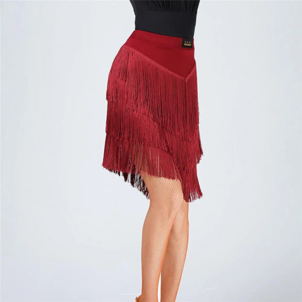 2025 Latin Dance Tassel Skirt Elegant High Waist Mini Skirt Dance Training Performance Clothes Elegant Fringed Short Skirts