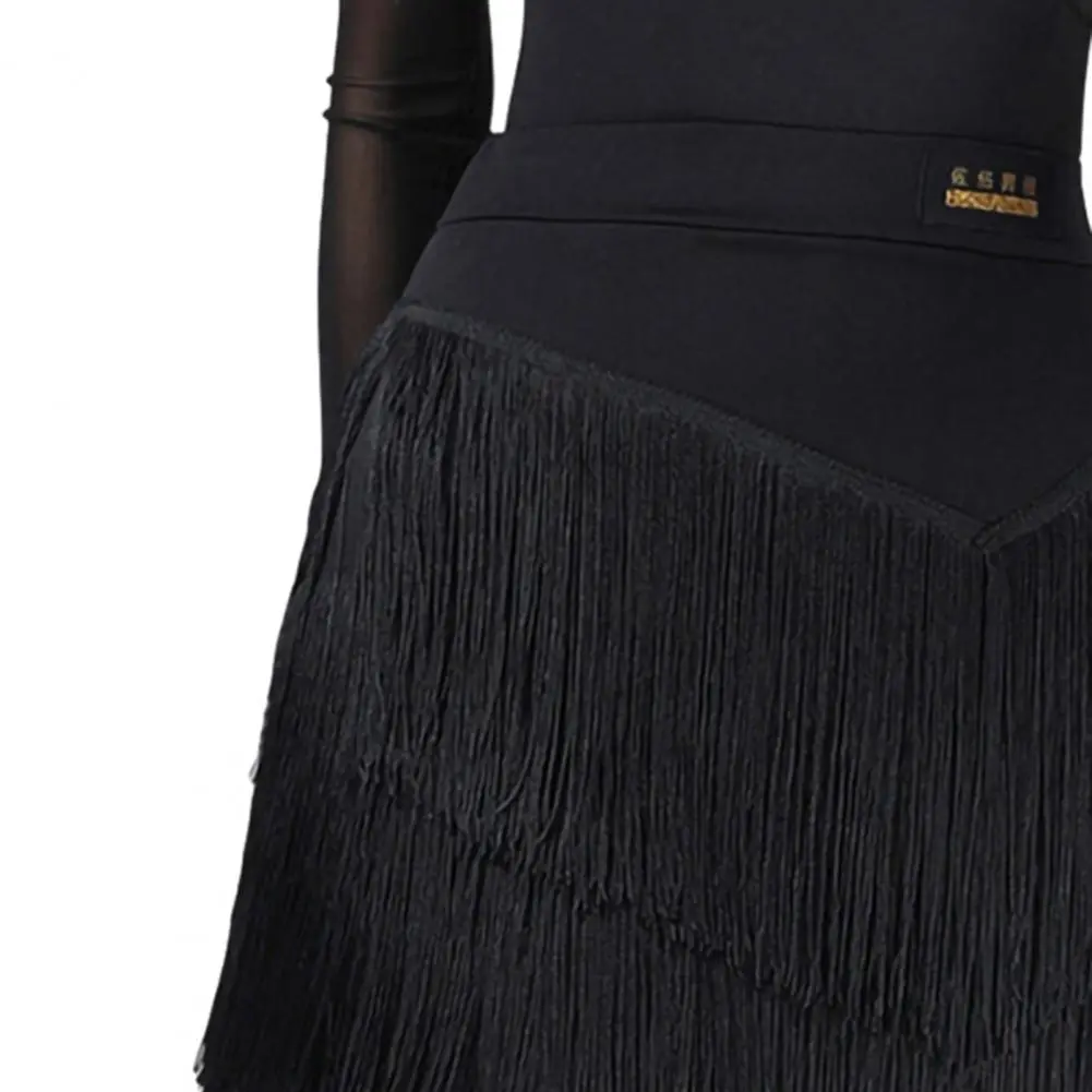 2025 Latin Dance Tassel Skirt Elegant High Waist Mini Skirt Dance Training Performance Clothes Elegant Fringed Short Skirts