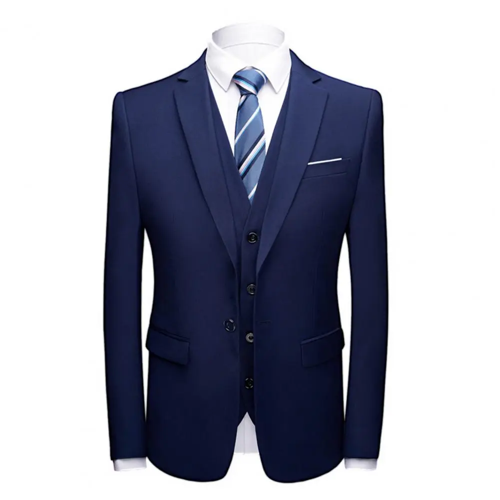 Men Suit Male Vest Pants Set Temperament Single Breasted Buttons Suit Top Pants Wedding Banquet Prom Formal Groom Suit