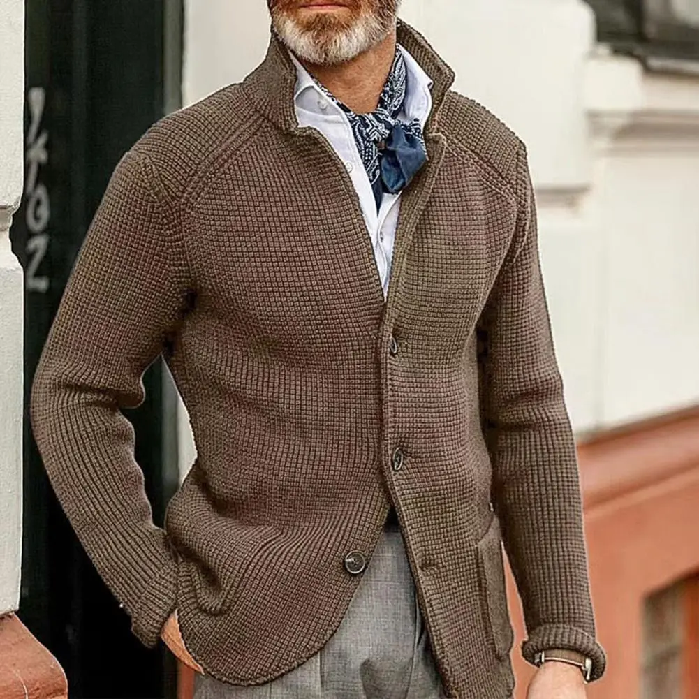 2025 Men Sweater Coat European And American Men's Autumn And Winter Stand Up Collar Cardigan Suit Knitted Sweater Winter Sweater