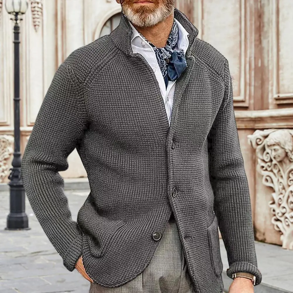 2025 Men Sweater Coat European And American Men's Autumn And Winter Stand Up Collar Cardigan Suit Knitted Sweater Winter Sweater