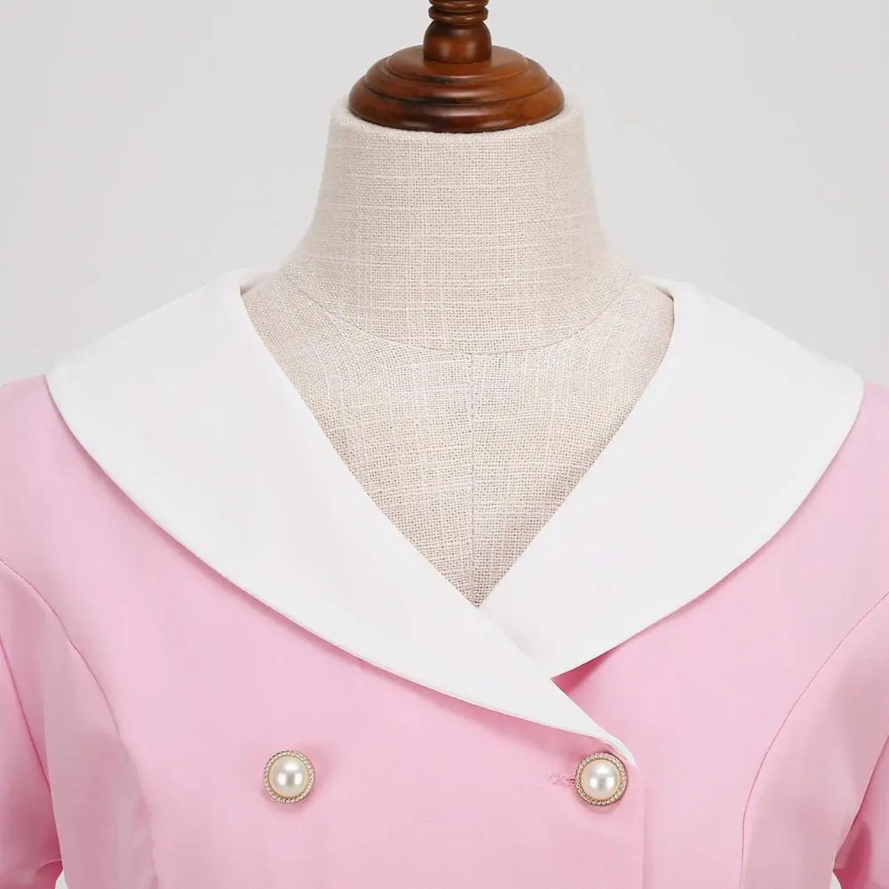 1950s Movie Style Dress High Waist Retro Dress Vintage 50s A-line Swing Dress Elegant Short Sleeve V Neck Button for Women's