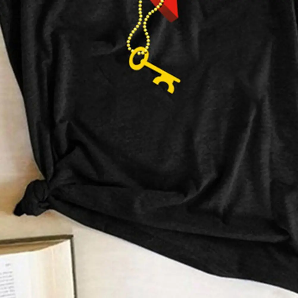 2025 Couple T-shirt Pullover Short Sleeves Crew Neck Loose His-and-hers Clothing Dress Up Heart Key And Lock Women Men T-shirt