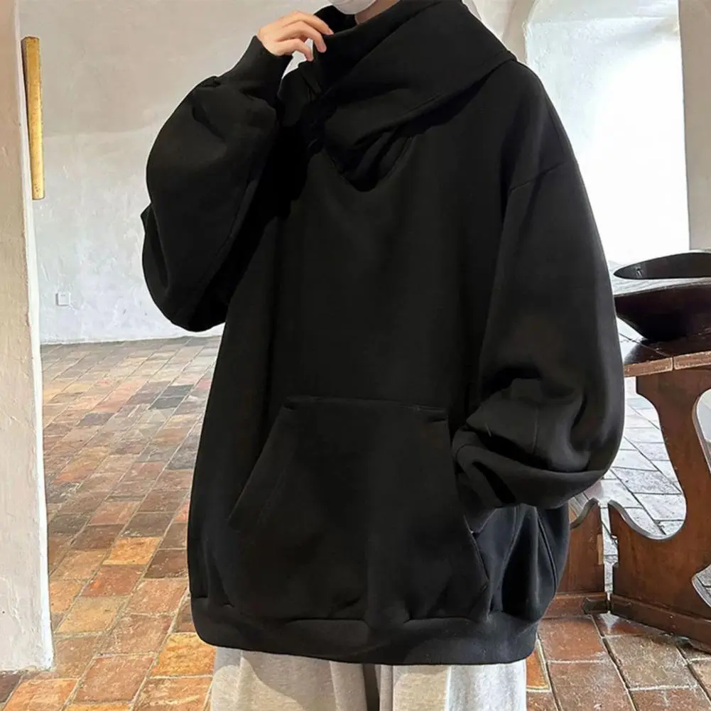High Collar Men Hoodie Autumn Turtleneck Hoodies Men Vintage Fleece Sweatshirts Hip Hop Japanese Streetwear Oversized Hoodie