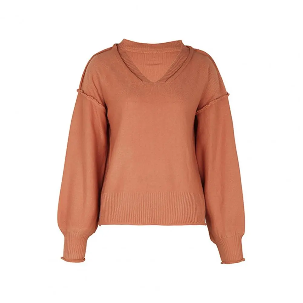 Autumn Winter Sweater Women V-neck Sweater Cozy Knitted V-neck Sweater Soft Warm Women's Pullover for Fall Spring Loose Fit