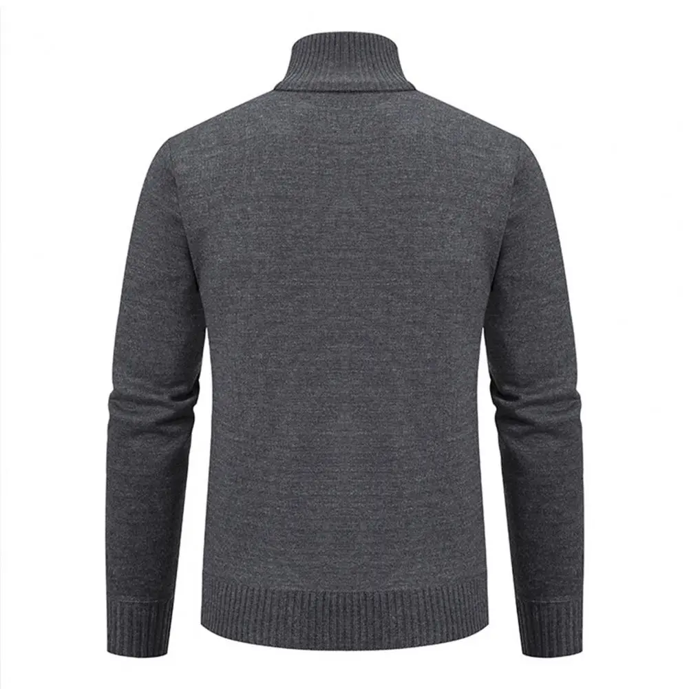 Comfortable Men Jacket Men Sweater Cozy Lapel Collar Zipper Cardigan Timeless Men's Fashion Sweater for Warmth Style