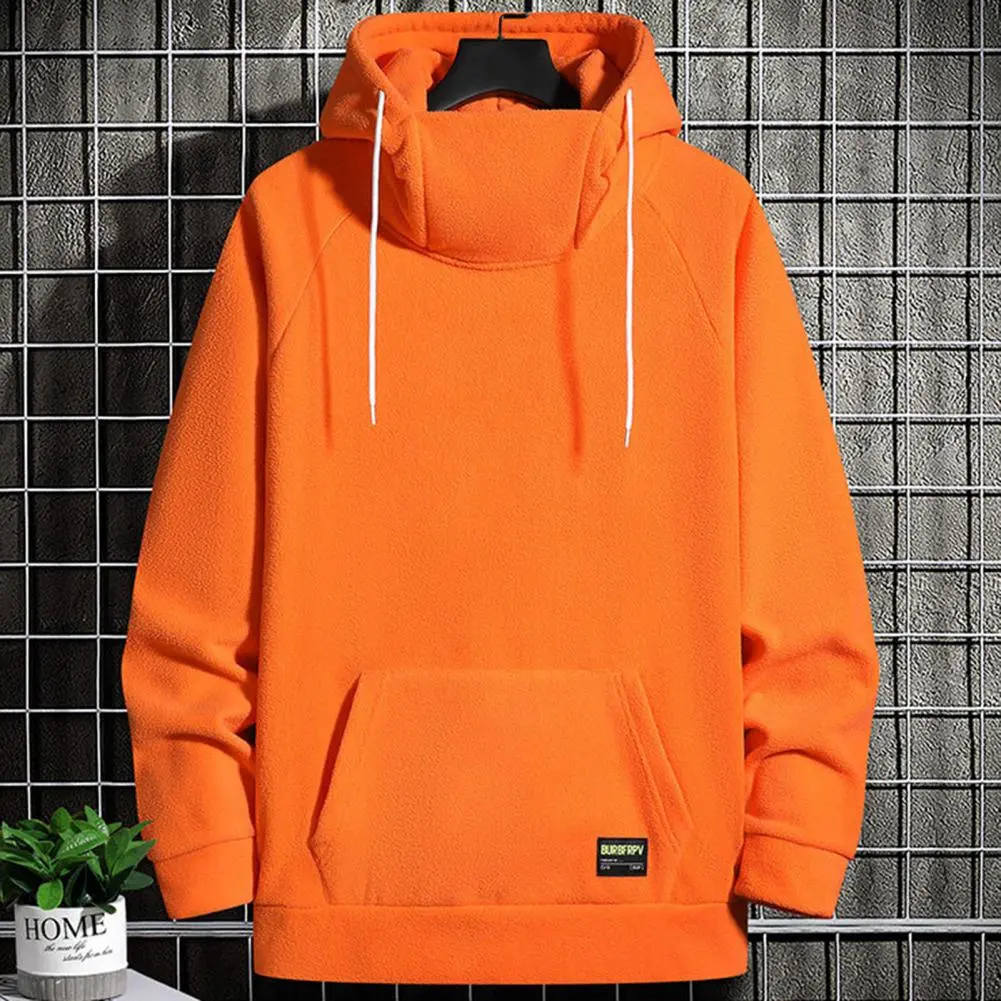 2025 Men Winter Hoodie Hooded Solid Color High Collar Drawstring Warm Thick Thermal Sweatshirt Plus Size Pocket Spring Hoodie