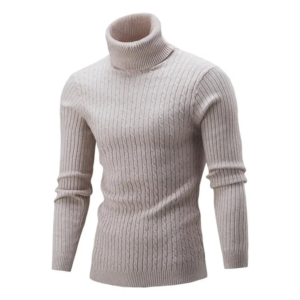 2025 Men Knitted Sweater Turtleneck Long Sleeve Knitted Sweater All-matched Twist Men Sweater Pullover Autumn Winter Knitwear