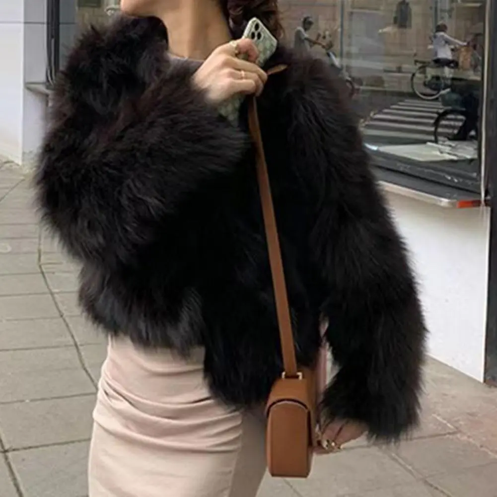 Women's Faux Fur Jacket Autumn Winter Fluffy Plush Coat Cozy Autumn Winter Outerwear Trendy Faux Fur Jacket Women Plush Cardigan