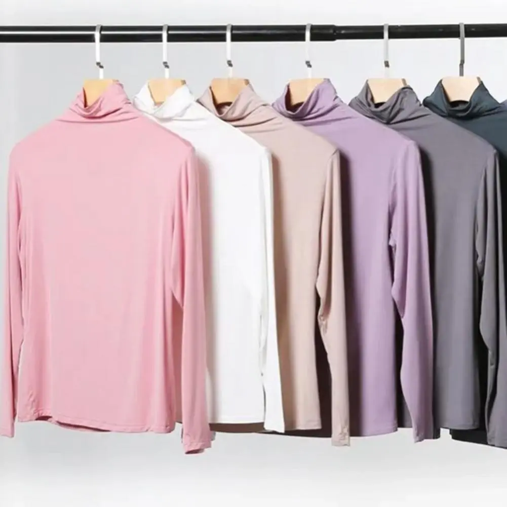 2025 New Women Autumn T-shirt Fahsion Turtleneck Long Sleeve Women Blouse Autumn Winter Solid Loose Modal T-shirt Top Streetwear