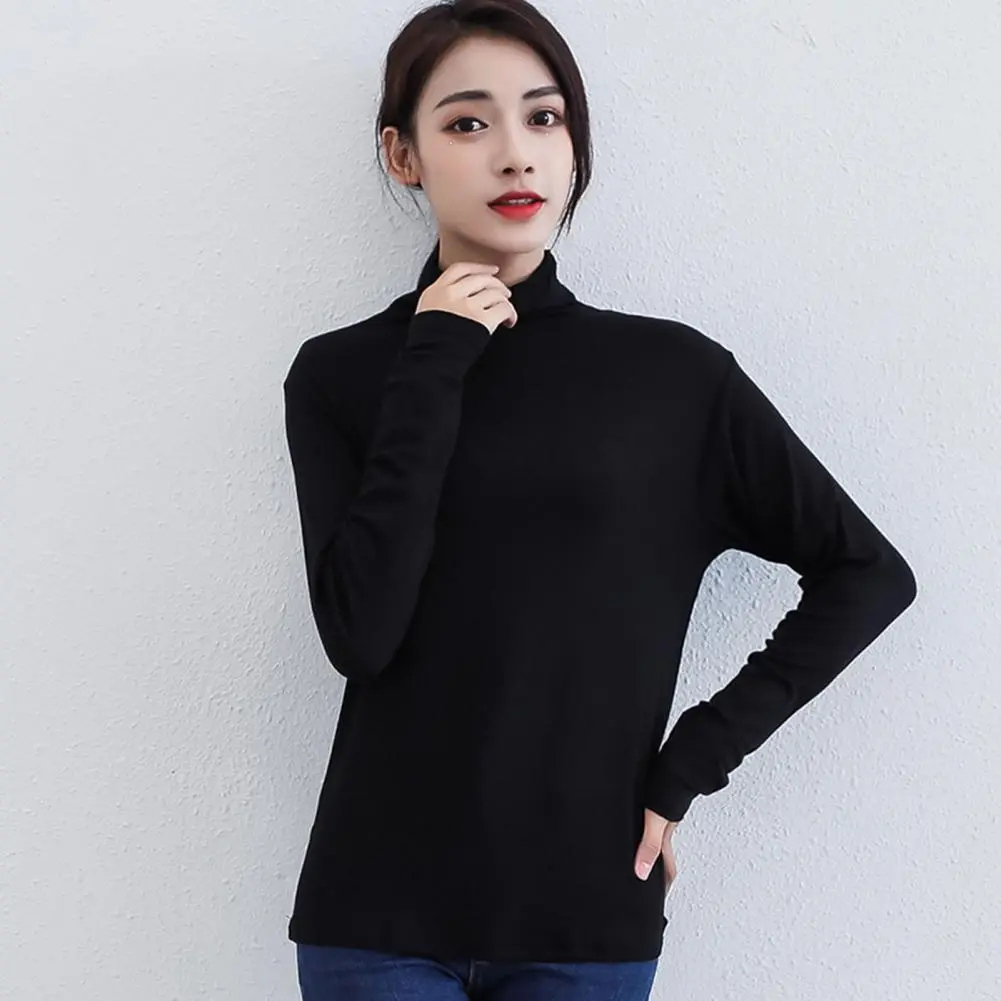 2025 New Women Autumn T-shirt Fahsion Turtleneck Long Sleeve Women Blouse Autumn Winter Solid Loose Modal T-shirt Top Streetwear