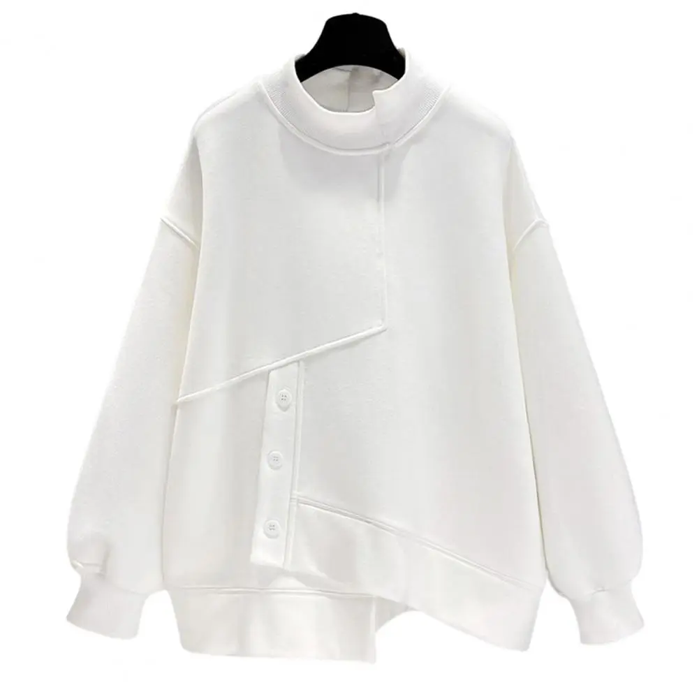 Winter Women Solid Color Sweatshirt Women Solid Color Sweatshirt Autumn Winter Women's Irregular Hem Sweatshirt Stylish Half