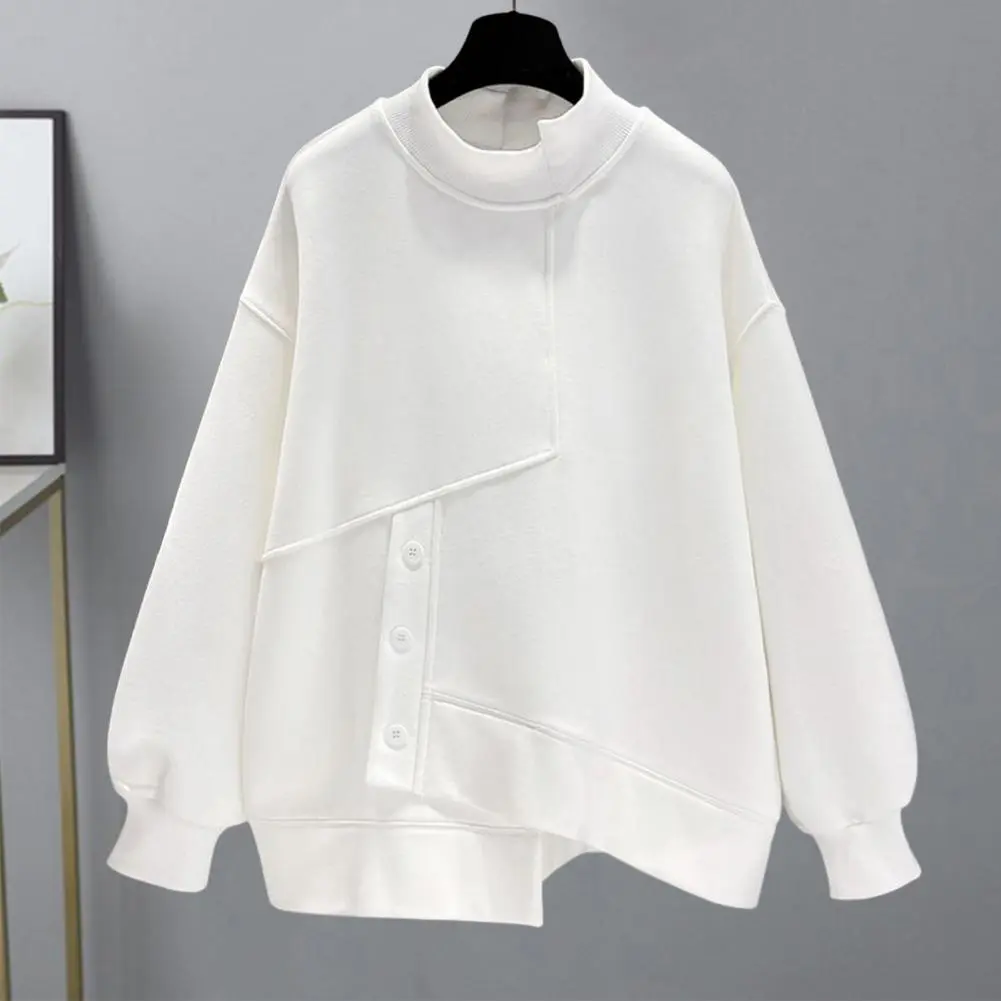 Winter Women Solid Color Sweatshirt Women Solid Color Sweatshirt Autumn Winter Women's Irregular Hem Sweatshirt Stylish Half