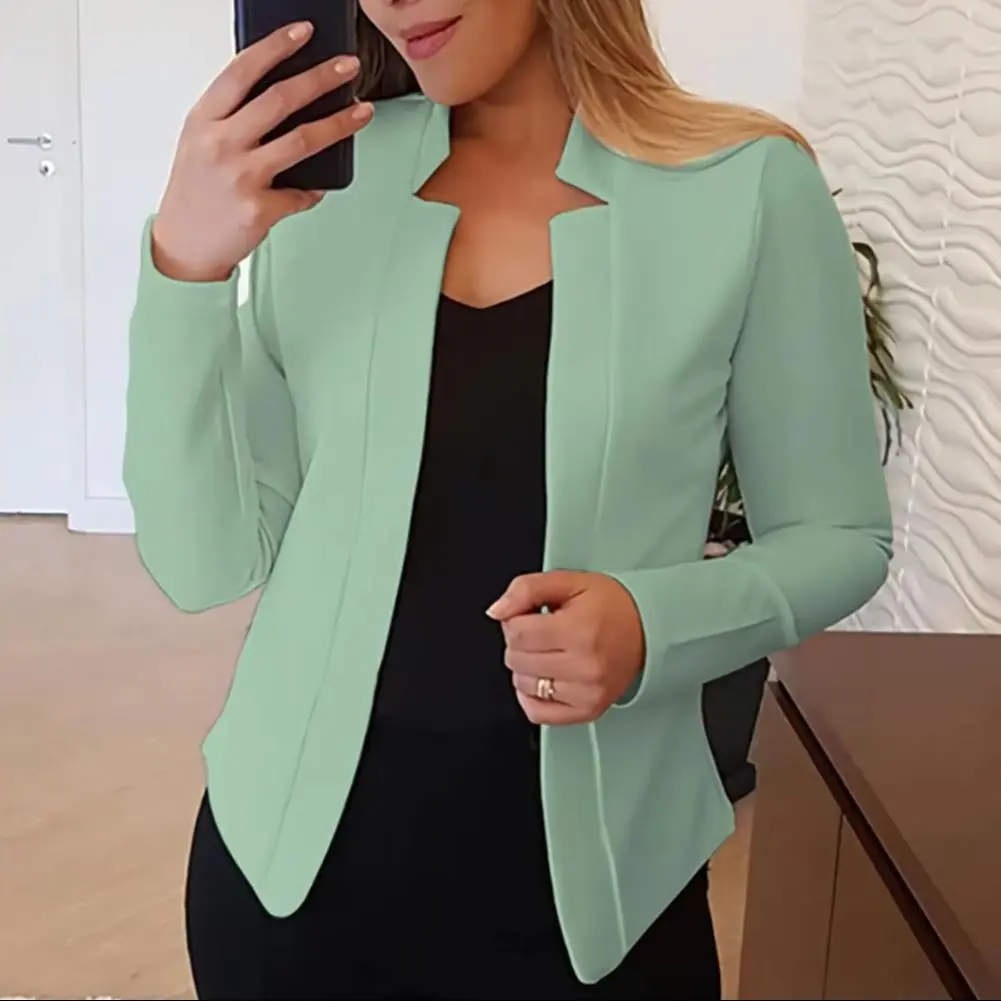 2025 Office Ladies Blazer Long Sleeves Slim Fit Women Blazer Office Work Notched Collar Open Stitch Cardigan Blazer Outerwear