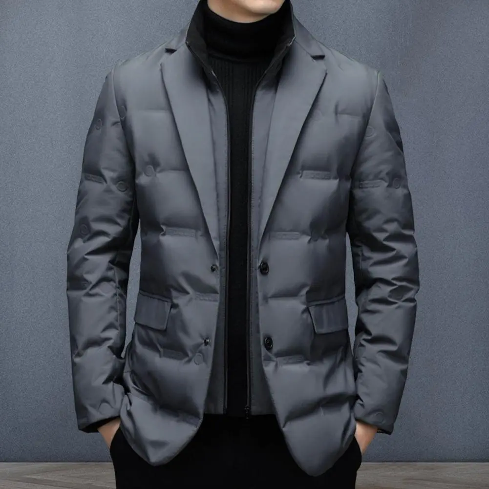 2024 Winter Suit Collar Men Cotton Coat High Collar Fake Two Pieces Quilted Coat Winter Warmth Cotton Padded Winter Coat Parkas