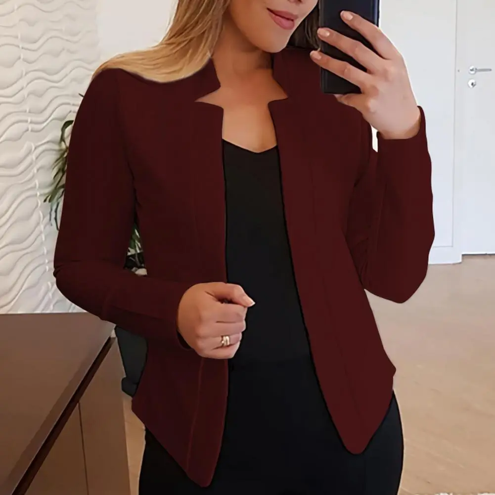 2025 Office Ladies Blazer Long Sleeves Slim Fit Women Blazer Office Work Notched Collar Open Stitch Cardigan Blazer Outerwear