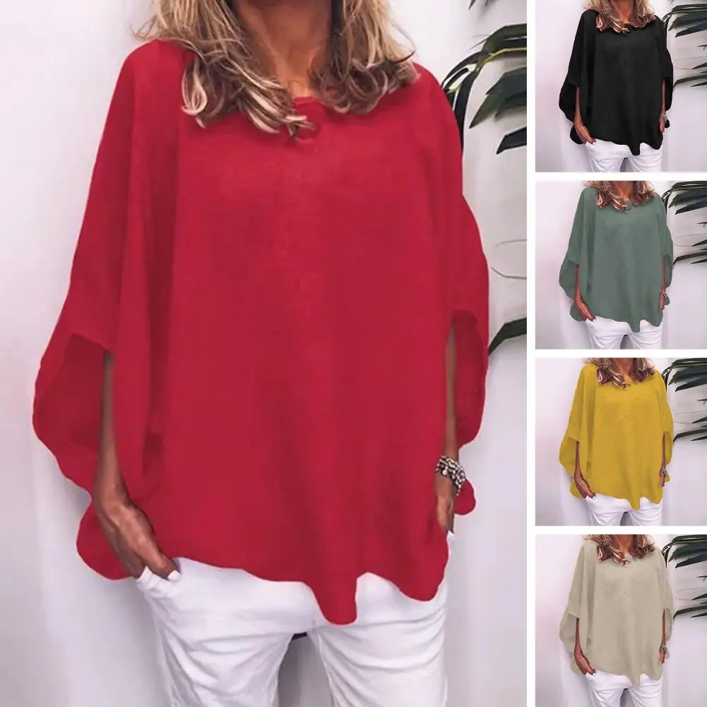 Breathable Women Shirt Women Relaxed Fit Shirt Comfortable Stylish Women's Spring Pullover Tops with Bat Sleeves for Autumn