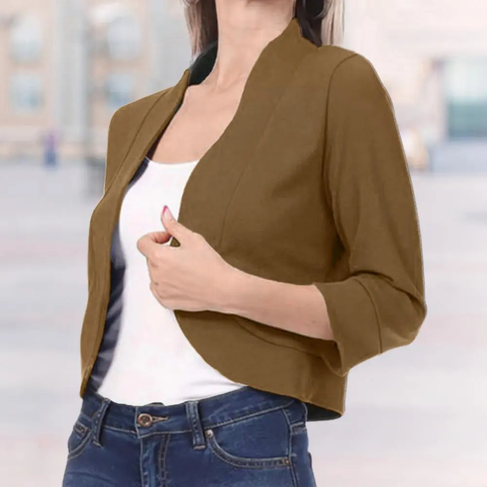Crop Top Women Cardigan Open Stitch Short Coat Half Sleeve Short Suit Jackets Loose Fit Women Coat Spring Fall Jacket