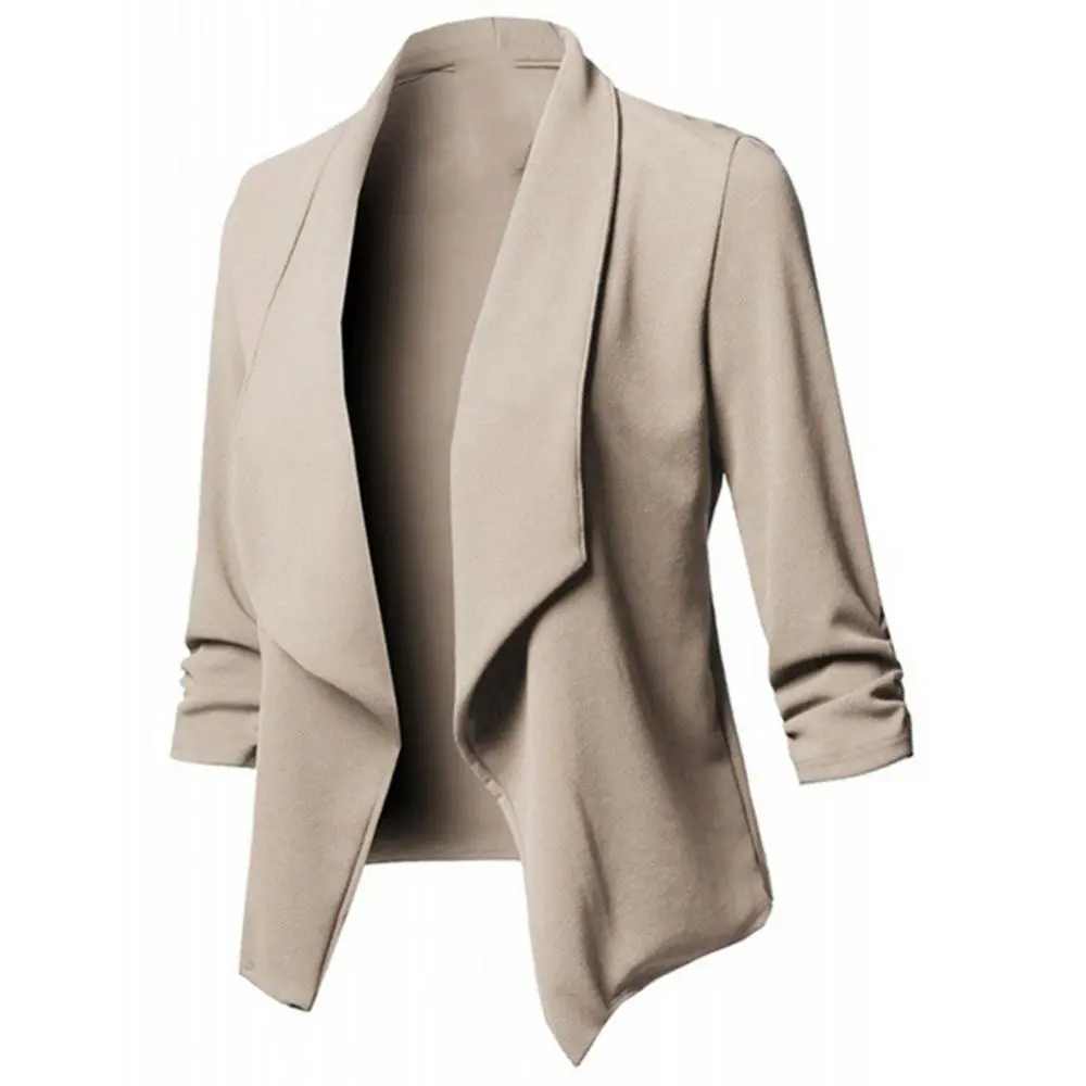 S To 5XL Oversize Women CardiganOpen Front Solid Color Long Sleeve Office Lady Clothes Casual Coat Womens Clothing