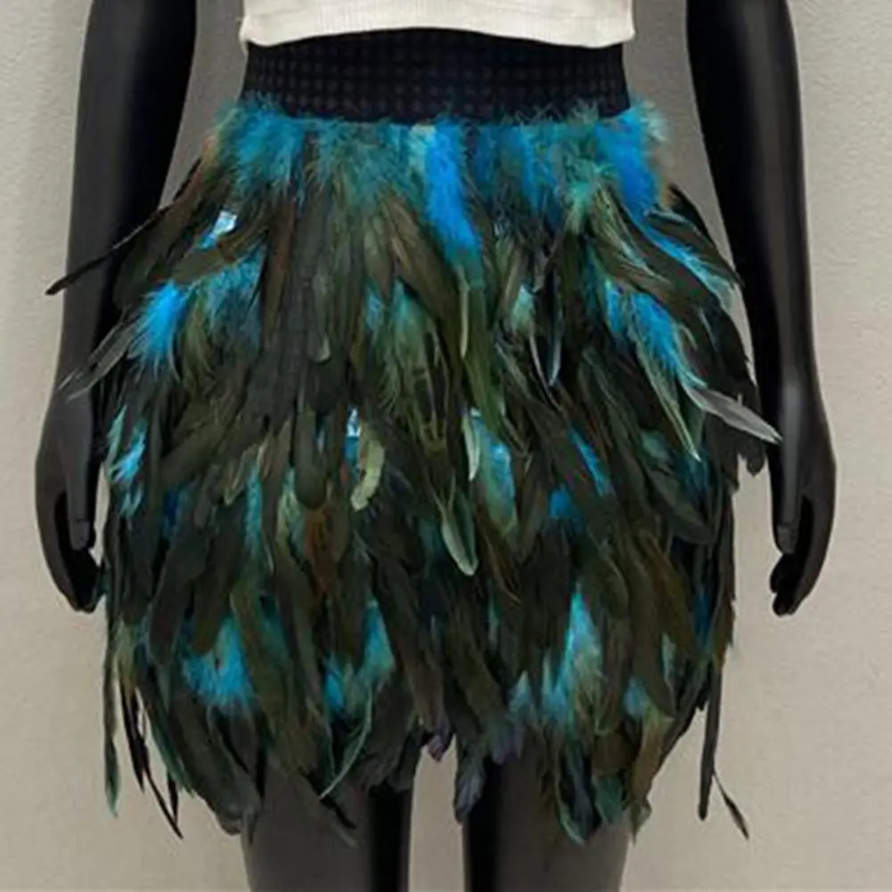 2025 Gothic Mini Short Skirt Festival Faux Feather Skirt Punk Gothic Style Hand-Stitched Design Stage Performance Punk Skirts