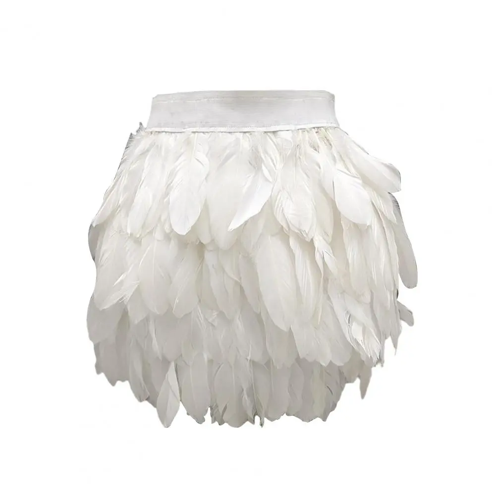 2025 Gothic Mini Short Skirt Festival Faux Feather Skirt Punk Gothic Style Hand-Stitched Design Stage Performance Punk Skirts