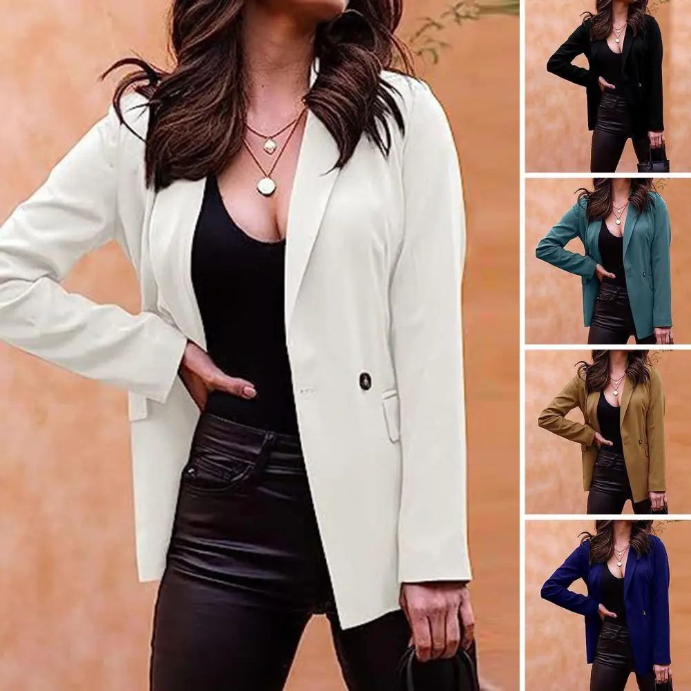 Business Office Suit Coat Women Jacket Stylish Women's Business S Chic Lapel Design with Flap Pockets for Spring Autumn Office