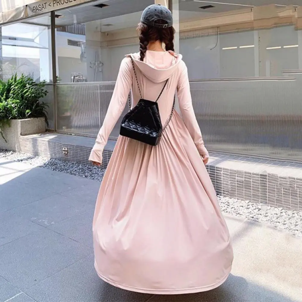 Women's Sun Protection Hoodie Coat Full Body Cooling Sunscreen Clothing Long Sleeve Swimsuit Cover Up Dress Summer Sun Coat