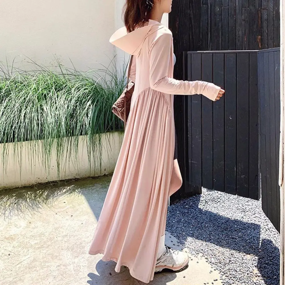 Women's Sun Protection Hoodie Coat Full Body Cooling Sunscreen Clothing Long Sleeve Swimsuit Cover Up Dress Summer Sun Coat