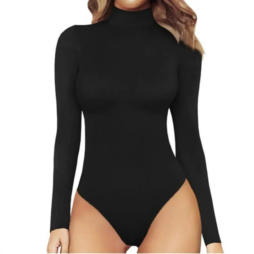 Skinny Blouse Women Bodysuit Leopard Striped Five-pointed Star Long Sleeve Shaping Bodysuit Sexy Skinny Turtleneck Bodysuits
