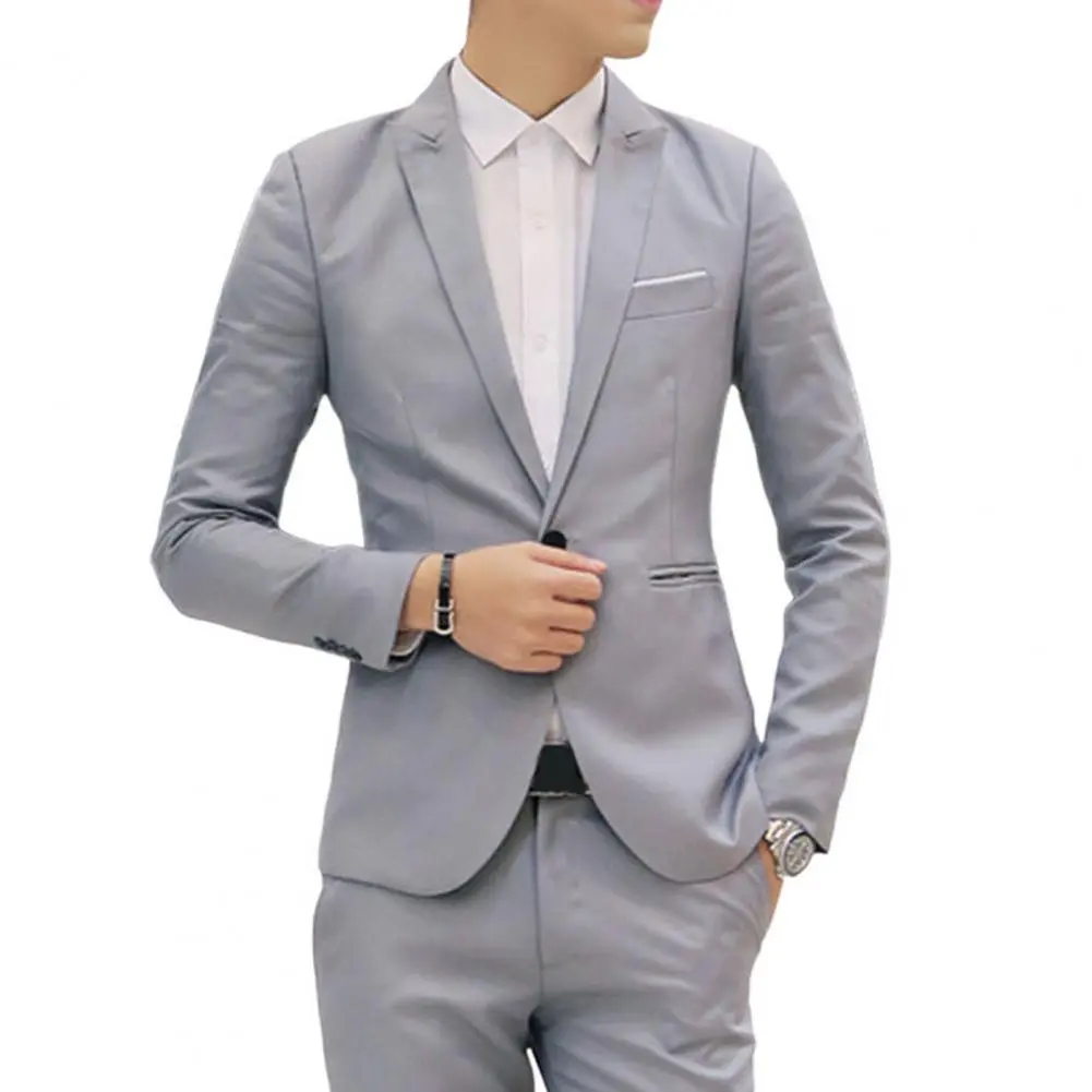 2025 2Pcs Men Suit Set Boutique Men's Fashion Business Blazer TrousersModern Suit Gentleman's Wedding Suit Coat Long Pants Set