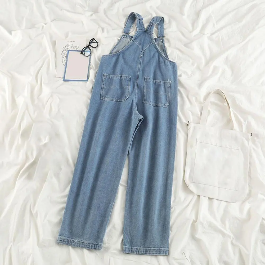 2025 Denim Shirt Square Neck Sleeveless Denim Overalls  Casual Wide Leg Pants Wide-leg Loose Jumpsuit For Women Chic Rompers