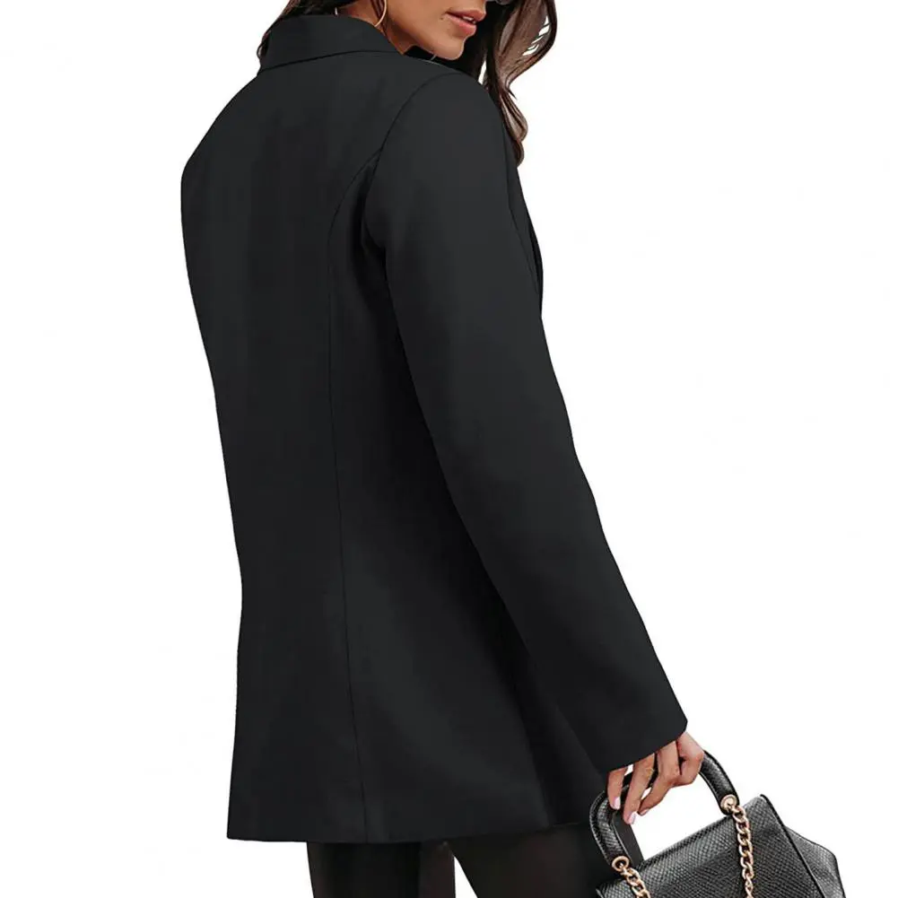 Lady Formal Coat Women Jacket Chic Women's Business Blazers Single Button Lapel Suit Jackets with Pockets for Formal