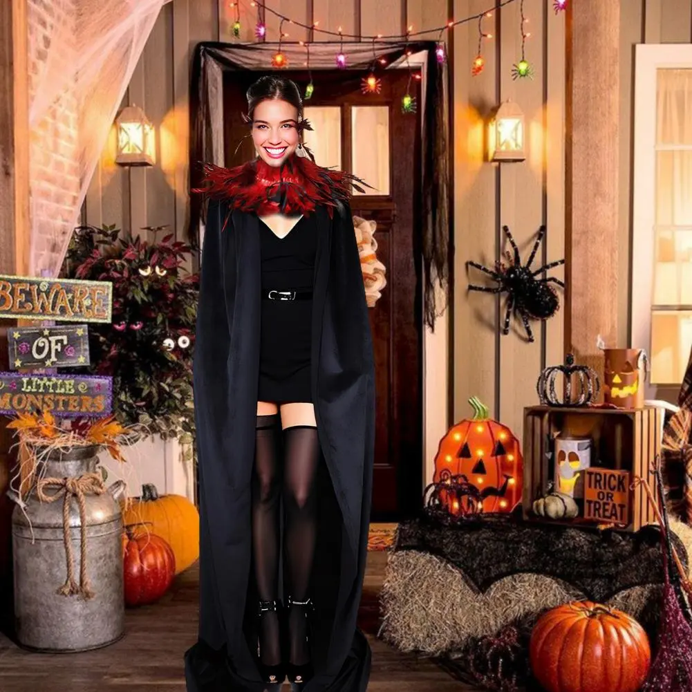 Angel Costume Accessory Adult Halloween Shawl Velvet Halloween Shawl with Easy Strap Faux Feather Collar Demon for Halloween