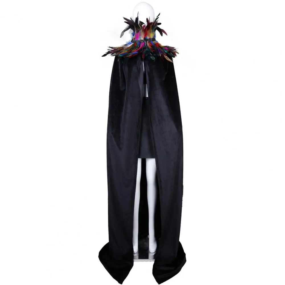 Angel Costume Accessory Adult Halloween Shawl Velvet Halloween Shawl with Easy Strap Faux Feather Collar Demon for Halloween