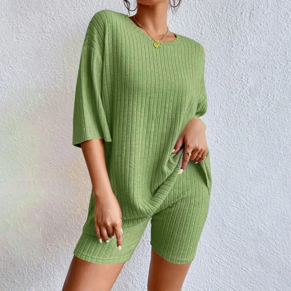 2025 2 Pcs/Set Women Summer Tracksuit Short Sleeves Thin Top American Style High Waist Shorts Set Sport Yoga Outfit for Summer