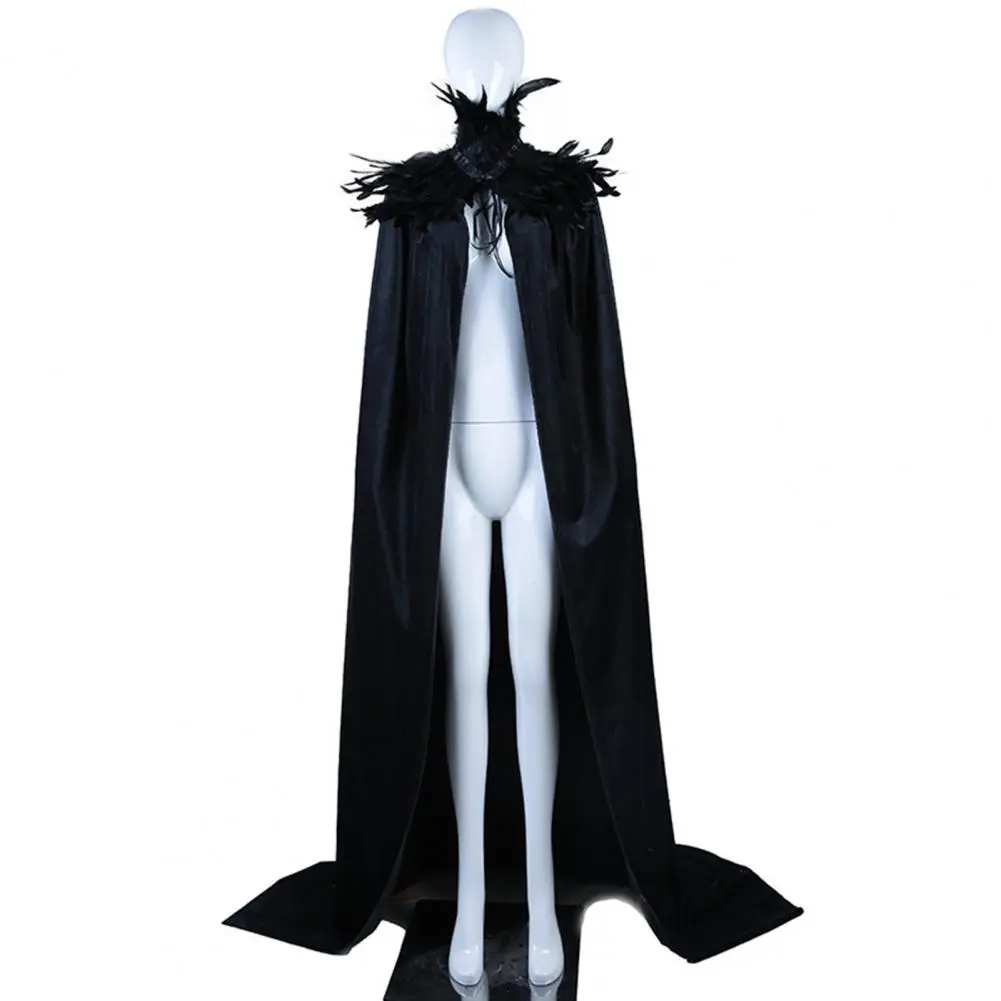 Angel Costume Accessory Adult Halloween Shawl Velvet Halloween Shawl with Easy Strap Faux Feather Collar Demon for Halloween
